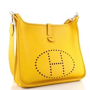 Authentic Hermes Evelyne crossbody bag, yellow